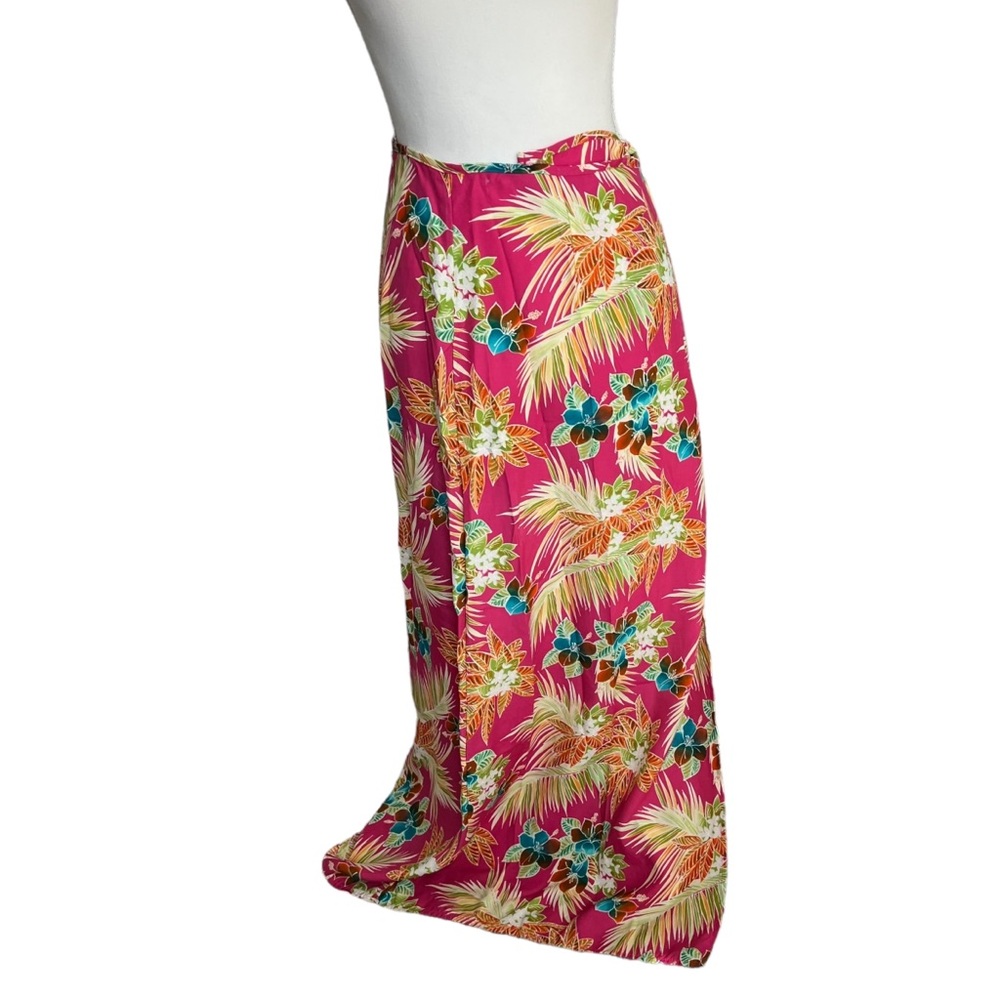 Vtg y2k 90s xoxo maxi wrap skirt pink tropical women medium made USA floral
